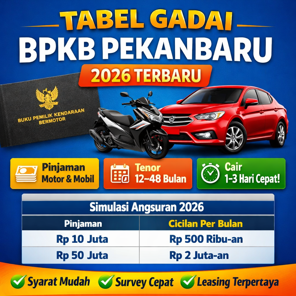 Info Tabel Kredit Jaminan BPKB Pekanbaru 2026 Terbaru dan Lengkap