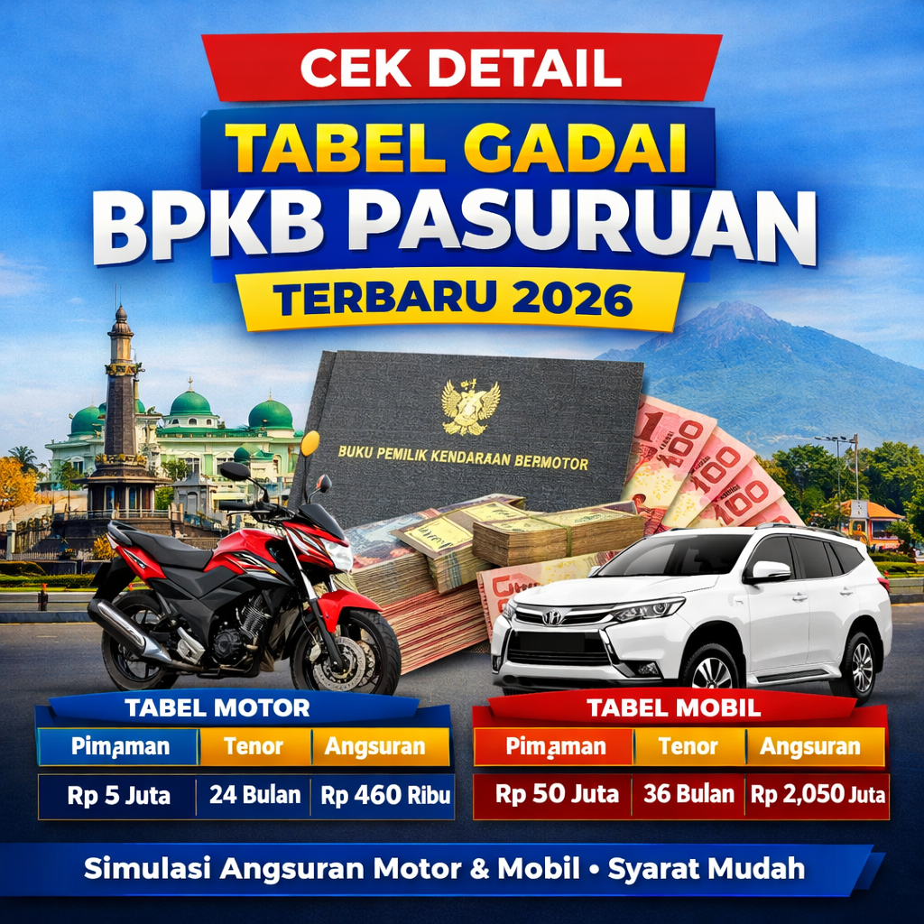 Tabel Kredit Jaminan BPKB Pasuruan Paling Lengkap 2026